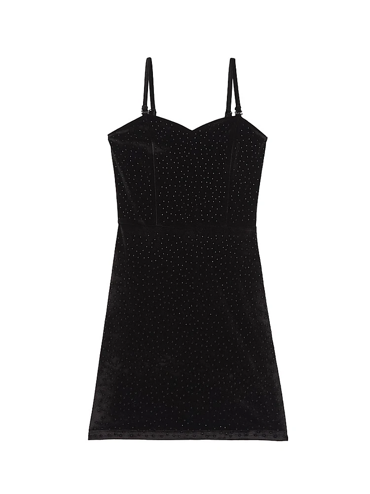 Girl's Serena Velour Sweetheart Studded Dress