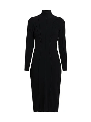 Cashmere-Blend Seamed Knit Dress