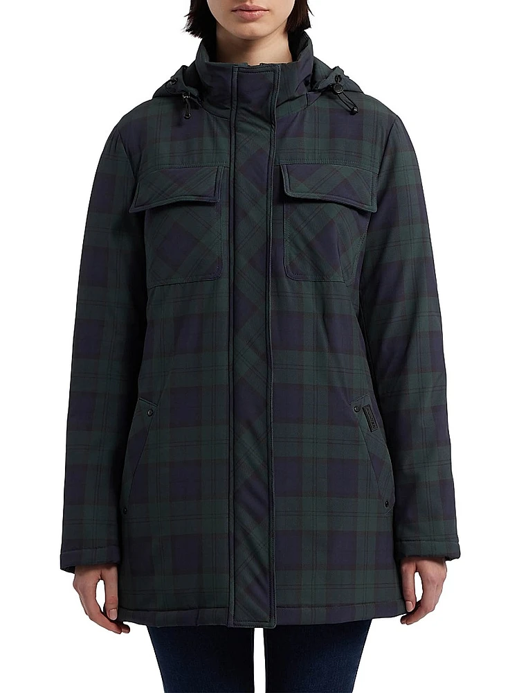 Blackwatch Plaid Packable Hooded Jacket