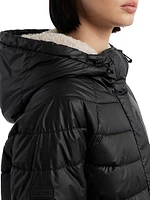 Quilted Hooded Zip-Front Puffer Coat