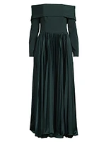 Blythe Crepe-Satin Off-The-Shoulder Midi-Dress