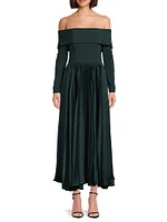 Blythe Crepe-Satin Off-The-Shoulder Midi-Dress