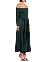 Blythe Crepe-Satin Off-The-Shoulder Midi-Dress