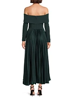 Blythe Crepe-Satin Off-The-Shoulder Midi-Dress