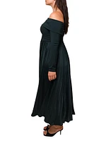 Blythe Crepe-Satin Off-The-Shoulder Midi-Dress