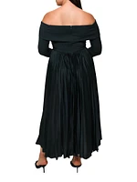 Blythe Crepe-Satin Off-The-Shoulder Midi-Dress