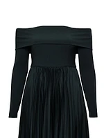 Blythe Crepe-Satin Off-The-Shoulder Midi-Dress
