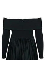 Blythe Crepe-Satin Off-The-Shoulder Midi-Dress