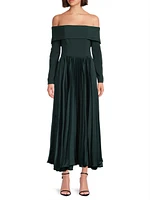 Blythe Crepe-Satin Off-The-Shoulder Midi-Dress