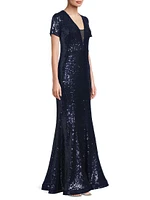 Sequined Fit & Flare Gown