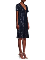 Sequined Fit & Flare Midi-Dress