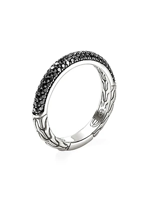 JH Essentials Sterling Silver & Black Sapphire Pavé Band Ring