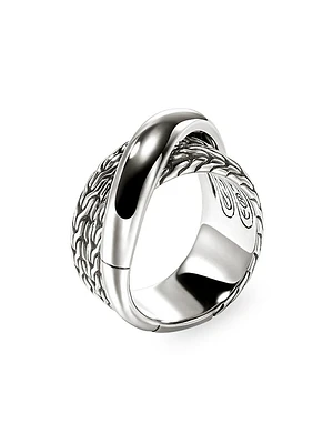 JH Essentials Sterling Silver Wide Crossover Ring