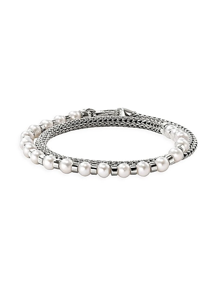 JH Essentials Sterling Silver & Cultured Freshwater Pearl Wrap Bracelet