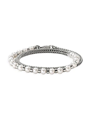 JH Essentials Sterling Silver & Cultured Freshwater Pearl Wrap Bracelet