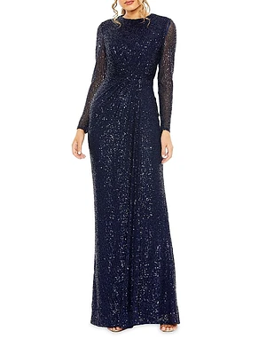 Sequined Knotted Column Gown