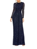Sequined Knotted Column Gown