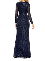 Sequined Knotted Column Gown