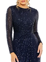 Sequined Knotted Column Gown