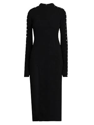 Studded Compact Knit Midi-Dress