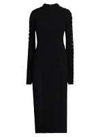 Studded Compact Knit Midi-Dress