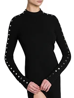 Studded Compact Knit Midi-Dress