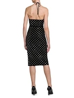 Studded Cut-Out Halter Midi-Dress