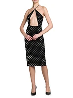 Studded Cut-Out Halter Midi-Dress