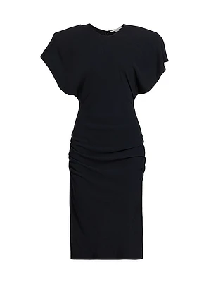 Draped Dolman-Sleeve Midi-Dress