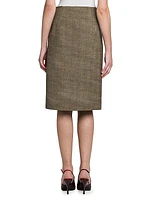 Wool-Blend U-Slit Knee-Length Skirt