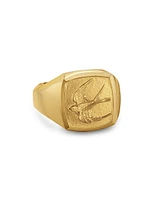Waves Bird Pinky Ring 18K Yellow Gold, 14MM