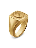 Waves Bird Pinky Ring 18K Yellow Gold, 14MM