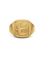 Waves Bird Pinky Ring 18K Yellow Gold, 14MM