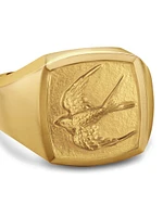 Waves Bird Pinky Ring 18K Yellow Gold, 14MM