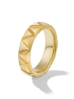 Faceted Triangle Band Ring in 18K Yellow Gold, 6MM