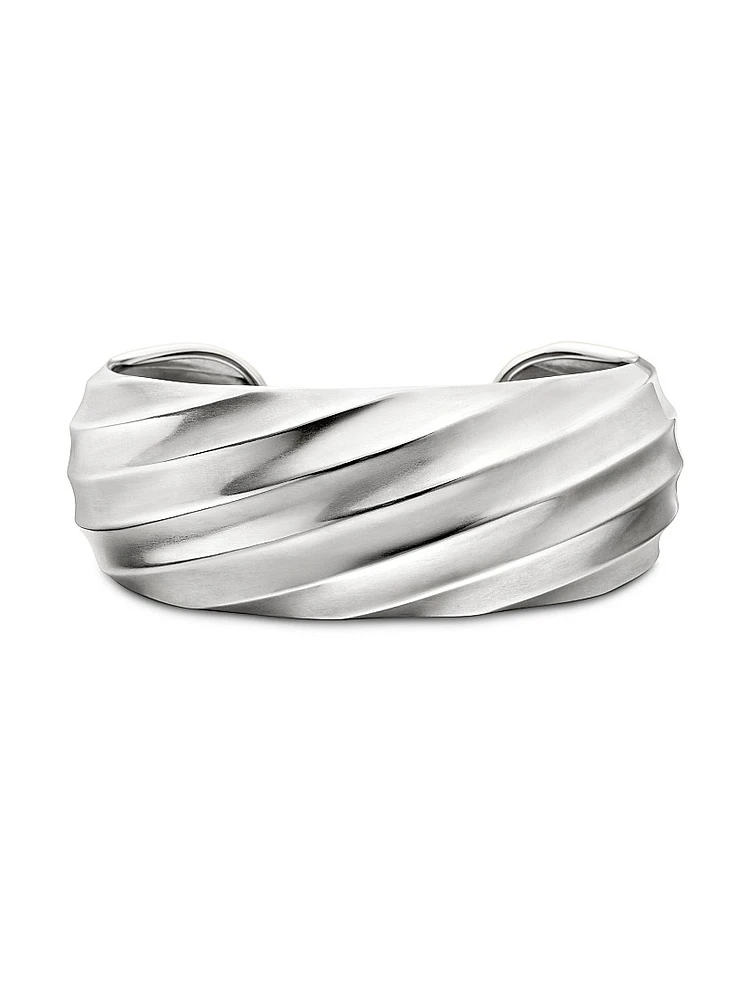 Cable Edge Cuff Bracelet Sterling Silver, 24MM
