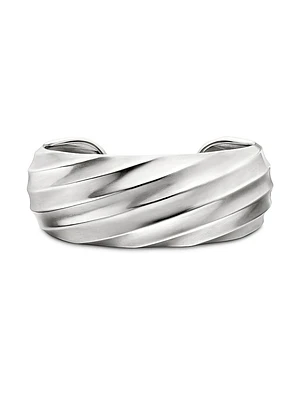 Cable Edge Cuff Bracelet Sterling Silver, 24MM