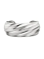 Cable Edge Cuff Bracelet Sterling Silver, 24MM