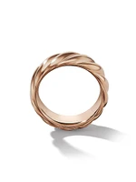 Sculpted Cable Contour Band Ring 18K Rose Gold, 9MM