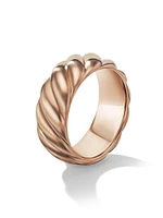 Sculpted Cable Contour Band Ring 18K Rose Gold, 9MM
