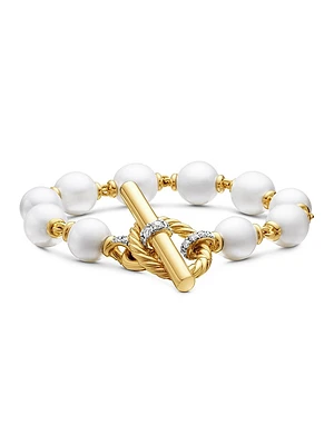Pearl Chain Link Bracelet 18K Yellow Gold