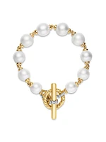 Pearl Chain Link Bracelet 18K Yellow Gold