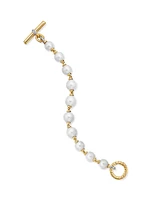 Pearl Chain Link Bracelet 18K Yellow Gold