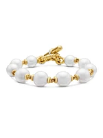 Pearl Chain Link Bracelet 18K Yellow Gold
