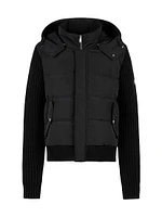 Maple Hybrid Mixed-Media Bomber Jacket