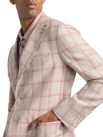 COLLECTION Windowpane Check Linen-Wool Single-Breasted Blazer