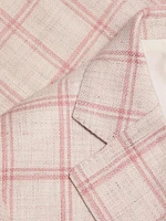 COLLECTION Windowpane Check Linen-Wool Single-Breasted Blazer