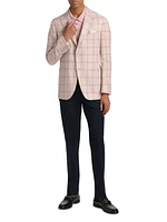 COLLECTION Windowpane Check Linen-Wool Single-Breasted Blazer