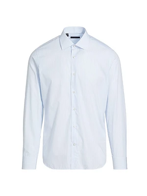 Striped Cotton Twill Dress Shirt