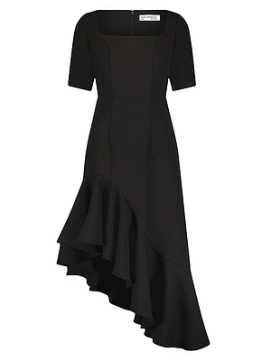 Crepe Asymmetric Midi-Dress